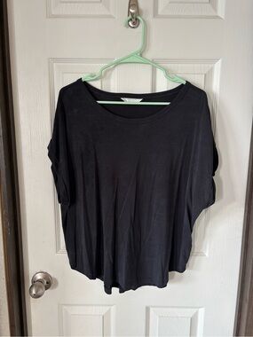 Lucky Brand Black Short-Sleeve Scoop Neck Tee